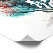 水彩画の赤珊瑚 ポスター (角)