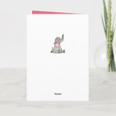 水彩画の赤面及び花を持つかわいいベビー象 サンキューカード (裏面)