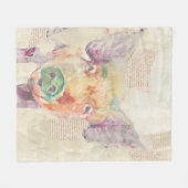 水彩画の農場のコラージュのブタ フリースブランケット (正面(横))