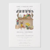 水彩画の農場の花市場 ブライダルシャワー ベラム紙招待状 (正面)