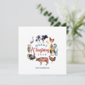 水彩画の農場動物を使ったカントリー調のインテリア シーズンカード (スタンド正面)