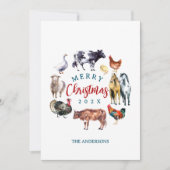 水彩画の農場動物を使ったカントリー調インテリア シーズンカード (正面)