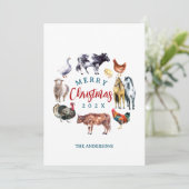 水彩画の農場動物カントリーインテリア シーズンカード (スタンド正面)