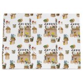 水彩画の農場市場 花のカートスタンド ラージペーパーバッグ (正面)