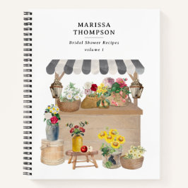 水彩画の農場市場 花のカート レシピ ノートブック