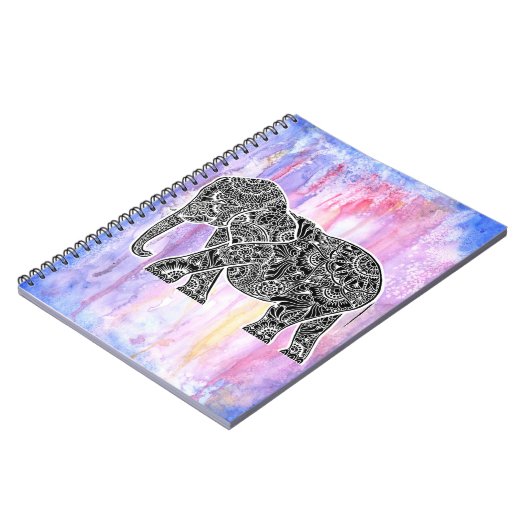 水彩画の逆にされた象 ノートブック (左側)