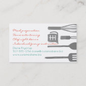 水彩画の道具シェフのケイタリングビジネスカード 名刺 (裏面)