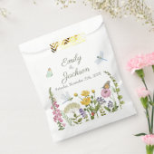 水彩画の野の花と蝶とトンボのウェディング フェイバーバッグ (封をした状態)
