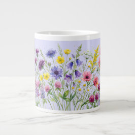 水彩画の野の花のマドウ スペシャルマグカップ ジャンボコーヒーマグカップ