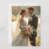 水彩画の野の花の結婚式フォトサンクスカード サンキューカード (正面)