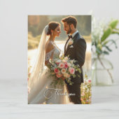 水彩画の野の花の結婚式フォトサンクスカード サンキューカード (スタンド正面)