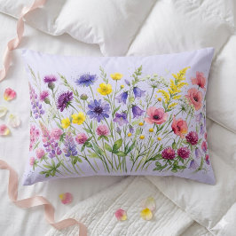 水彩画の野の花の草原 アクセントクッション