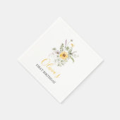 水彩画の野の花の1歳の誕生日 スタンダードカクテルナプキン (角)