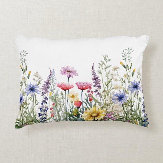 水彩画の野の花 アクセントクッション (正面)