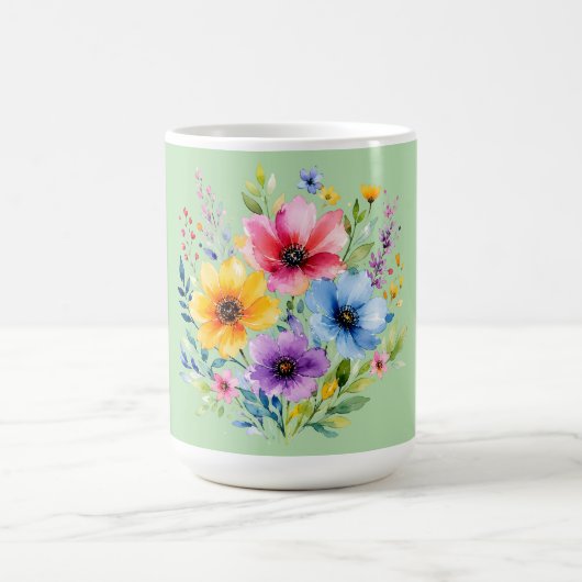 水彩画の野の花 コーヒーマグカップ (中央)