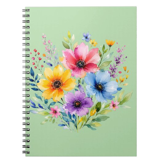 水彩画の野の花 ノートブック (正面)