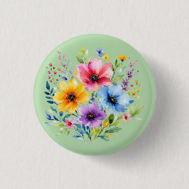 水彩画の野の花 缶バッジ