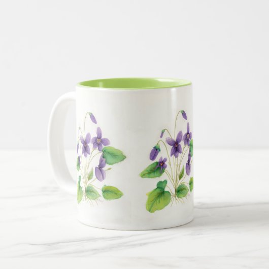 水彩画の野生のバイオレットのマグ ツートーンマグカップ (正面左)
