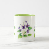 水彩画の野生のバイオレットのマグ ツートーンマグカップ (中央)