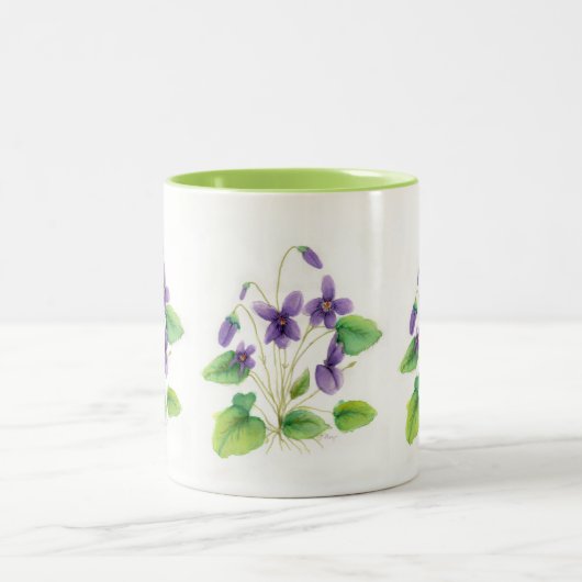水彩画の野生のバイオレットのマグ ツートーンマグカップ (中央)