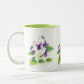 水彩画の野生のバイオレットのマグ ツートーンマグカップ (左)