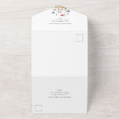 水彩画の野生の花が咲き誇る春の結婚式 オールインワン招待状 (外側)