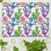 水彩画の野生の花のサボテンパターン キッチンタオル (折り畳み)