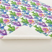 水彩画の野生の花のサボテンパターン シェルパブランケット (3/4)