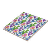 水彩画の野生の花のサボテンパターン タイル (側面)