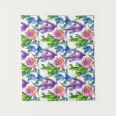水彩画の野生の花のサボテンパターン タペストリー (正面)
