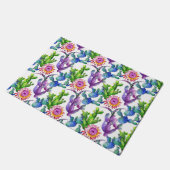 水彩画の野生の花のサボテンパターン ドアマット (アングル)