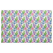 水彩画の野生の花のサボテンパターン ファブリック (ファットクウォーター)