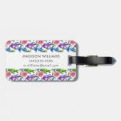 水彩画の野生の花のサボテンパターン ラゲッジタグ (裏面横)