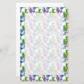 水彩画の野生の花のサボテンパターン 便箋 (正面/裏面)