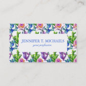 水彩画の野生の花のサボテンパターン 名刺 (正面)