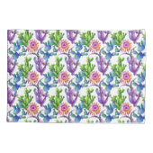 水彩画の野生の花のサボテンパターン 枕カバー (裏面-左)