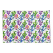 水彩画の野生の花のサボテンパターン 枕カバー (裏面-右)