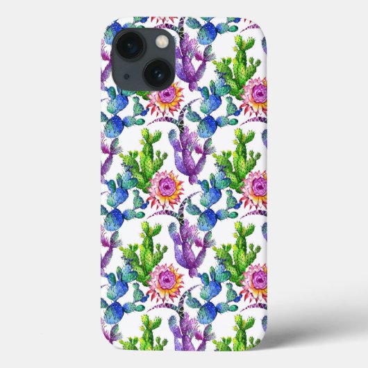 水彩画の野生の花のサボテンパターン Case-Mate iPhoneケース (裏面)