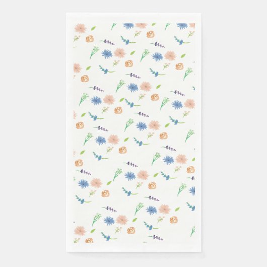 水彩画の野生の花のソフトなパステルカラーの模様 (正面)