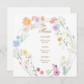 水彩画の野生の花のメニュー メニュー (正面/裏面)