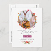 水彩画の野生の花の結婚式の写真のお礼 ポストカード (正面/裏面)