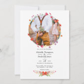 水彩画の野生の花の結婚式の写真 結婚式 招待状 (正面)