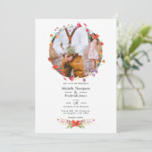 水彩画の野生の花の結婚式の写真 結婚式 招待状 (スタンド正面)