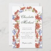 水彩画の野生の花の結婚式の招待状 招待状 (正面)