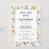 水彩画の野生の花の草原 ウェディング セーブザデート (正面/裏面)