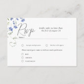 水彩画の野生の花の草原 結婚式の出欠確認カード エンクロージャーカード (正面)