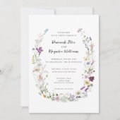 水彩画の野生の花をあしらったエレガントな結婚式の招待状 招待状 (正面)