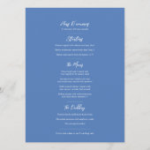 水彩画の野生の花をあしらった青い結婚式のメニュー メニュー (裏面)