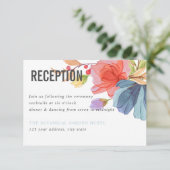 **水彩画の野生の花 アクア ウェディング レセプション** 招待状 (スタンド正面)