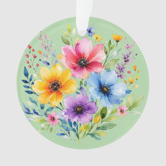 水彩画の野生の花 オーナメント (正面)
